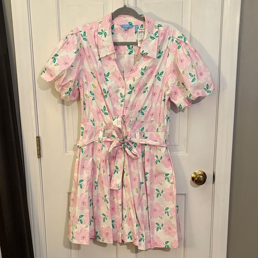 Draper James Light Pink Floral dress size large bnwt